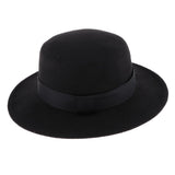 Maxbell Vintage Fedora Hat Flat Top Jazz Hat Men Party Trilby Hat Round Cap Black