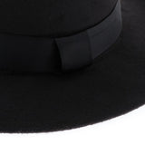 Maxbell Vintage Fedora Hat Flat Top Jazz Hat Men Party Trilby Hat Round Cap Black