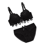 Maxbell Maxbell Womens Push Up Bra Set Embroidery Sexy Lace Lingerie Bra Panties Set 70B