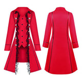 Maxbell Retro Womens Steampunk Gothic Coat Medieval Jacket Cosplay Costume XL Red