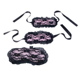 Maxbell Sexy Lace Blindfold Eye Mask Eye Cover Handcuff Set Restraint Cosplay Pink - Aladdin Shoppers