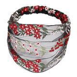 Maxbell Lace Flower Turban Headband Headwrap for Women Hair Accessories Red+Pink