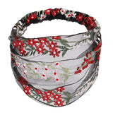Maxbell Lace Flower Turban Headband Headwrap for Women Hair Accessories Red+Pink