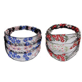 Maxbell Lace Flower Turban Headband Headwrap for Women Hair Accessories Red+Pink