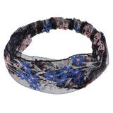 Maxbell Lace Flower Turban Headband Headwrap for Women Hair Accessories Blue+Pink
