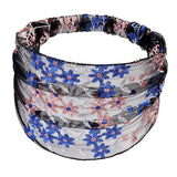 Maxbell Lace Flower Turban Headband Headwrap for Women Hair Accessories Blue+Pink