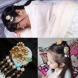 Maxbell Antique Style Hair Clips Hairpins Pearl Beads Tassel Hair Accessories Golden