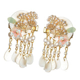 Maxbell Antique Style Hair Clips Hairpins Pearl Beads Tassel Hair Accessories Golden