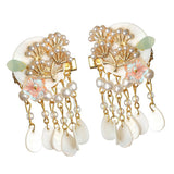 Maxbell Antique Style Hair Clips Hairpins Pearl Beads Tassel Hair Accessories Golden