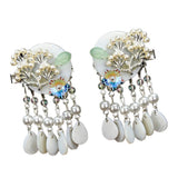 Maxbell Antique Style Hair Clips Hairpins Pearl Beads Tassel Hair Accessories Silver