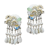 Maxbell Antique Style Hair Clips Hairpins Pearl Beads Tassel Hair Accessories Silver