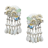 Maxbell Antique Style Hair Clips Hairpins Pearl Beads Tassel Hair Accessories Silver
