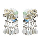 Maxbell Antique Style Hair Clips Hairpins Pearl Beads Tassel Hair Accessories Silver