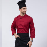 Maxbell Unisex Chef Jackets Coat Long Sleeves Shirt Kitchen Uniforms Red XL
