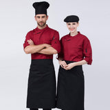 Maxbell Unisex Chef Jackets Coat Long Sleeves Shirt Kitchen Uniforms Red XL