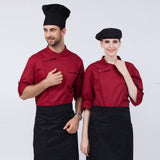 Maxbell Unisex Chef Jackets Coat Long Sleeves Shirt Kitchen Uniforms Red XL