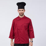 Maxbell Unisex Chef Jackets Coat Long Sleeves Shirt Kitchen Uniforms Red XL