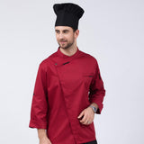 Maxbell Unisex Chef Jackets Coat Long Sleeves Shirt Kitchen Uniforms Red XL