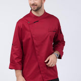 Maxbell Unisex Chef Jackets Coat Long Sleeves Shirt Kitchen Uniforms Red XL