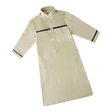 Muslim Arab Boy Thobe Thawb Caftan Long Sleeves Mandarin Neck Beige 120cm