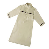 Muslim Arab Boy Thobe Thawb Caftan Long Sleeves Mandarin Neck Beige 120cm