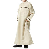 Muslim Arab Boy Thobe Thawb Caftan Long Sleeves Mandarin Neck Beige 120cm