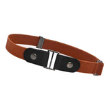 Maxbell 2 Pieces No Buckle Stretch Belt for Men and Women Brown Dark Blue