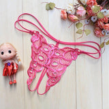 Maxbell Women Sexy Hollow Strap Briefs Underwear G-string T-back Thong Tangas Rose Red - Aladdin Shoppers