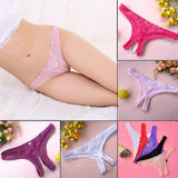 Maxbell Women Sexy Pearl Massage Lingerie Lace Thong G-String Pantiy Briefs Pink - Aladdin Shoppers