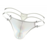Maxbell Maxbell Men Sexy G-String Thong Briefs Jockstrap Underwear T-Back Lingerie Silver M