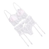Maxbell Maxbell Sexy Hollow-out Lace 3pcs Lingerie Underwear Nightwear Bra G-String Set XL