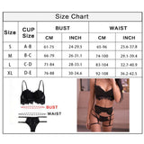 Maxbell Maxbell Sexy Hollow-out Lace 3pcs Lingerie Underwear Nightwear Bra G-String Set XL