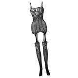 Maxbell Womens Lingerie Crotchless Body Stocking Sexy Stretch Bodysuit Fishnet Black - Aladdin Shoppers