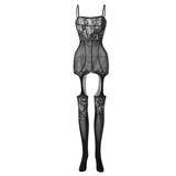 Maxbell Womens Lingerie Crotchless Body Stocking Sexy Stretch Bodysuit Fishnet Black - Aladdin Shoppers