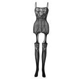 Maxbell Womens Lingerie Crotchless Body Stocking Sexy Stretch Bodysuit Fishnet Black - Aladdin Shoppers