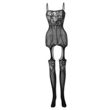 Maxbell Womens Lingerie Crotchless Body Stocking Sexy Stretch Bodysuit Fishnet Black - Aladdin Shoppers