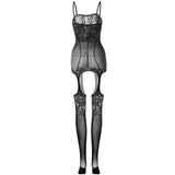 Maxbell Womens Lingerie Crotchless Body Stocking Sexy Stretch Bodysuit Fishnet Black - Aladdin Shoppers