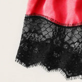 Maxbell Maxbell Women Sexy Lace Vest Crop Tops Panty Lingerie Sleepwear Red M