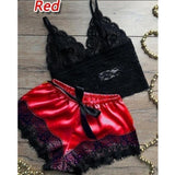 Maxbell Women Sexy Lace Vest Crop Tops Panty Lingerie Sleepwear Red XXL