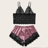 Maxbell Women Sexy Lace Vest Crop Tops Panty Lingerie Sleepwear Light Purple L