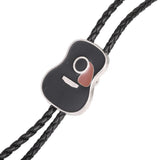 Maxbell Vintage Style Guitar Shape Cowboy Bolo Tie Leather Necktie for MEN Black