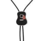 Maxbell Vintage Style Guitar Shape Cowboy Bolo Tie Leather Necktie for MEN Black