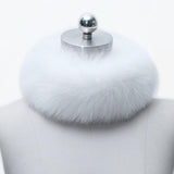 Ladies Winter Faux Fur Collar Circle Scarf Wrap for Cold Weather White