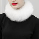 Ladies Winter Faux Fur Collar Circle Scarf Wrap for Cold Weather White