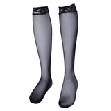 Maxbell Maxbell Men's Sexy Mesh Floral Lace Trim Anti-slip Knee High Socks Adults Stockings