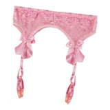 Maxbell Maxbell Women Sexy Garter Belt Strap Lace Bow Suspender Belt Dance Clubwear Pink