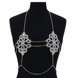 Maxbell Women Sexy Crystal Body Chain Corset Shiny Crop Tops Necklace Jewelry Silver