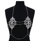 Maxbell Maxbell Women Sexy Crystal Body Chain Corset Shiny Crop Tops Necklace Jewelry Silver