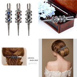 Maxbell 6xCrystal Metal Hair Grip for Thick Hair Womens Hair Jewelry Gray