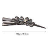 Maxbell 6xCrystal Metal Hair Grip for Thick Hair Womens Hair Jewelry Gray